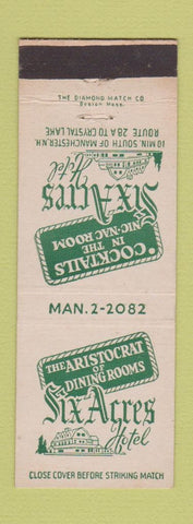 Matchbook Cover - Six Acres Hotel Manchester NH