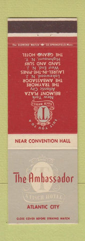 Matchbook Cover - The Ambassador Hotel Atlantic City NJ