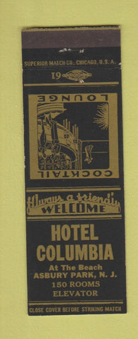Matchbook Cover - Hotel Columbia Asbury Park NJ