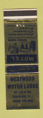 Matchbook Cover - Westwood Motor Lodge Thorofare NJ