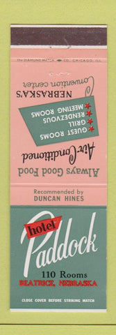Matchbook Cover - Hotel Paddock Beatrice NE