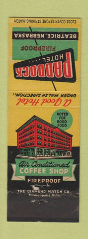 Matchbook Cover - Paddock Hotel Beatrice NE