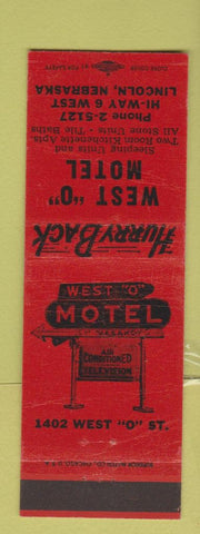 Matchbook Cover - West O Motel Lincoln NE RED