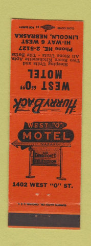 Matchbook Cover - West O Motel Lincoln NE ORANGE