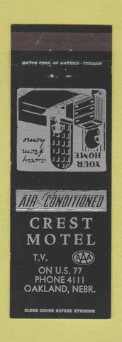 Matchbook Cover - Crest Motel Oakland NE low phone #
