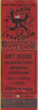 Matchbook Cover - Art Jensik William Batteries NO TOWN STAR
