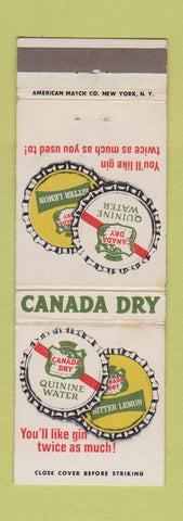 Matchbook Cover - Canada Dry Quinine Water Bitter Lemon