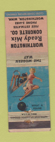 Matchbook Cover - Worthington Ready Mix Concrete MN pinup WORN