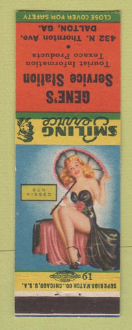 Matchbook Cover - Gene's Texaco oil gas Dalton GA pinup