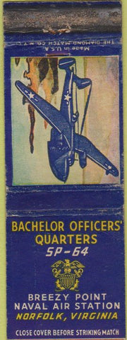 Matchbook Cover - Bachelor Officers' Quarters Norfolk VA