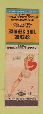 Matchbook Cover Spence Tire Service Walla Walla WA low phone # Kelly Springfield