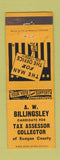 Matchbook Cover - AW Billingsley Tax Assessor Reagan County  TX?