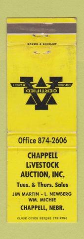 Matchbook Cover - Chappell Livestock Auction NE WEAR