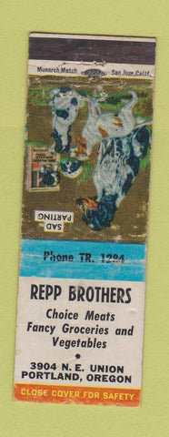 Matchbook Cover - Repp Brothers Grocery Portland OR WORN