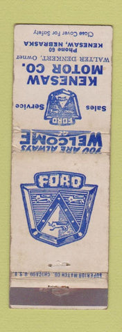 Matchbook Cover - Kenesaw Ford Motors NE low phone # WORN