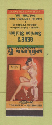 Matchbook Cover - Gene's Texaco oil gas Dalton GA pinup