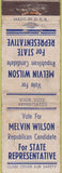 Matchbook Cover - Melvin Wilson State Representative NO TOWN WEAR