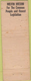 Matchbook Cover - Melvin Wilson State Representative NO TOWN WEAR