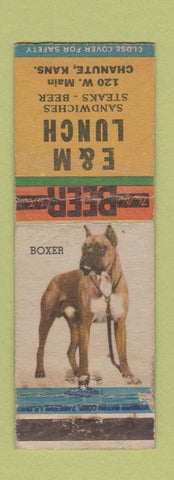 Matchbook Cover - E&M Lunch Chanute KS Box Dog WEAR
