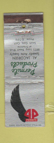 Matchbook Cover - Permite Products Auto Parts South Gate CA