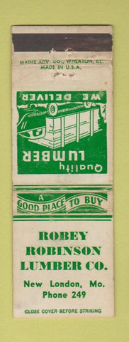 Matchbook Cover - Robey Robinson Lumber New London MO low phone # WEAR