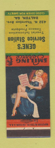 Matchbook Cover - Gene's Texaco oil gas Dalton GA pinup