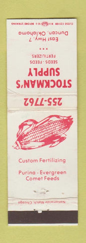 Matchbook Cover - Stockman's Supply Duncan OK Seed Feed Fertilizer WEAR