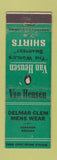 Matchbook Cover - Van Heusen Men's Clothes Delmar Clem Lebanon OR