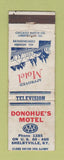Matchbook Cover - Donohue's Motel Shelbyville KY low phone # WORN