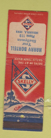 Matchbook Cover - Skelly oil gas Harry Bortell Indianola IA low phone #