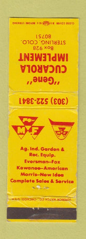 Matchbook Cover - Gene Cucarola Massey Ferguson Tractors Sterling Colorado WORN