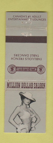 Matchbook Cover - Million Dollar Saloon Strip Club Windsor Mississauga ON