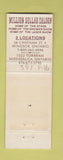 Matchbook Cover - Million Dollar Saloon Strip Club Windsor Mississauga ON