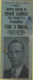 Matchbook Cover - Frank Bell Judge Dewitt IL POOR BOBTAIL