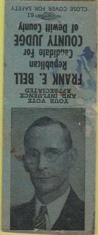 Matchbook Cover - Frank Bell Judge Dewitt IL POOR BOBTAIL