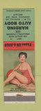 Matchbook Cover - Harding Auto Body pinup