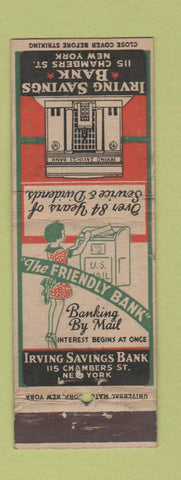 Matchbook Cover - Irving Savings Bank New York City