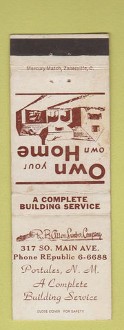 Matchbook Cover - RB Allen Lumber Portales NM WORN