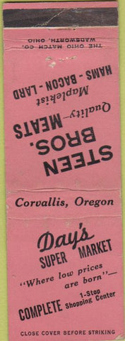 Matchbook Cover - Steen Bros Meats Corvallis OR WEAR