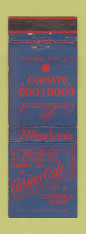 Matchbook Cover - Casino Cafe Mobil oil gas Carroll IA