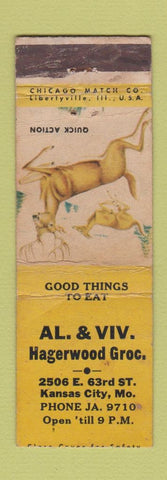 Matchbook Cover - Al and Viv Hagerwood Grocery Kansas City MO WEAR