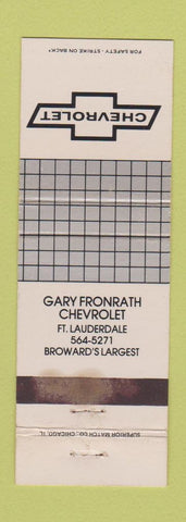 Matchbook Cover - Gary Fronrath Chevrolet Fort Lauderdale FL WORN