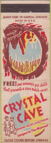Matchbook Cover - Crystal Cave Spring Valley WI