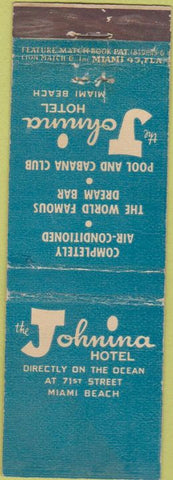 Matchbook Cover - Johnina Hotel Miami Beach FL feature