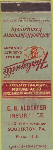 Matchbook Cover - Harleysville Insurance Soudertown PA WEAR