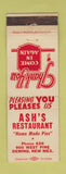 Matchbook Cover - Ash's Restaurant Deming NM low phone #
