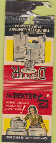 Matchbook Cover - Dexter Washing Machines Fairfield IA girlie POOR