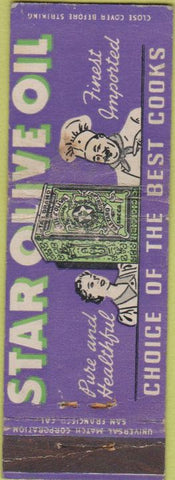 Matchbook Cover - Star Olive Oil Gancia Vermouth