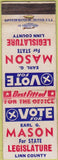 Matchbook Cover - Earl Mason State Legislature Linn County IA?