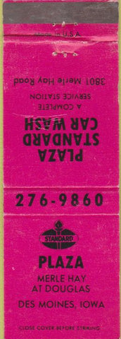 Matchbook Cover - Plaza Standard oil gas Des Moines IA